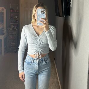 Blue Long Sleeve Sweater Top